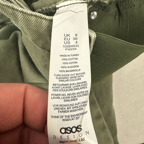 ASOS Design Maternity Pants Size 4 Green Cotton Denim Made In Turkey - Picture 5 of 5